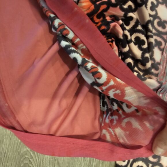 Pink Red Ombre Ikat Italian Geomatric Print Top Indiecore Maximalist Eurogirl S - Picture 7 of 7